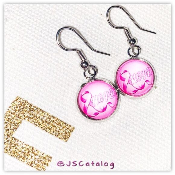 Breast Cancer Awareness Handmade Earrings - Picture 1 of 2